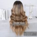 4 Wig Types Optional High Ddensity 3T Balayage dark brown roots fall into meduim brown with gold blonde hair colors style human hair wig